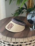 Loewe Anagram Raffia Visor (Natural / Soft Pink & Black Zebra Print)