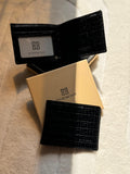 Givenchy Monogram Croc-Embossed Leather Bi-Fold Wallet (Black)