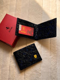 Ferrari Cracked Pattern Leather Bi-Fold Wallet (Dark Blue / Navy)