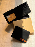 Giorgio Armani Grained Leather Bi-Fold Wallet (Black)