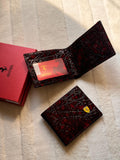 Ferrari Cracked Pattern Leather Bi-Fold Wallet (Wine Red / Burgundy)