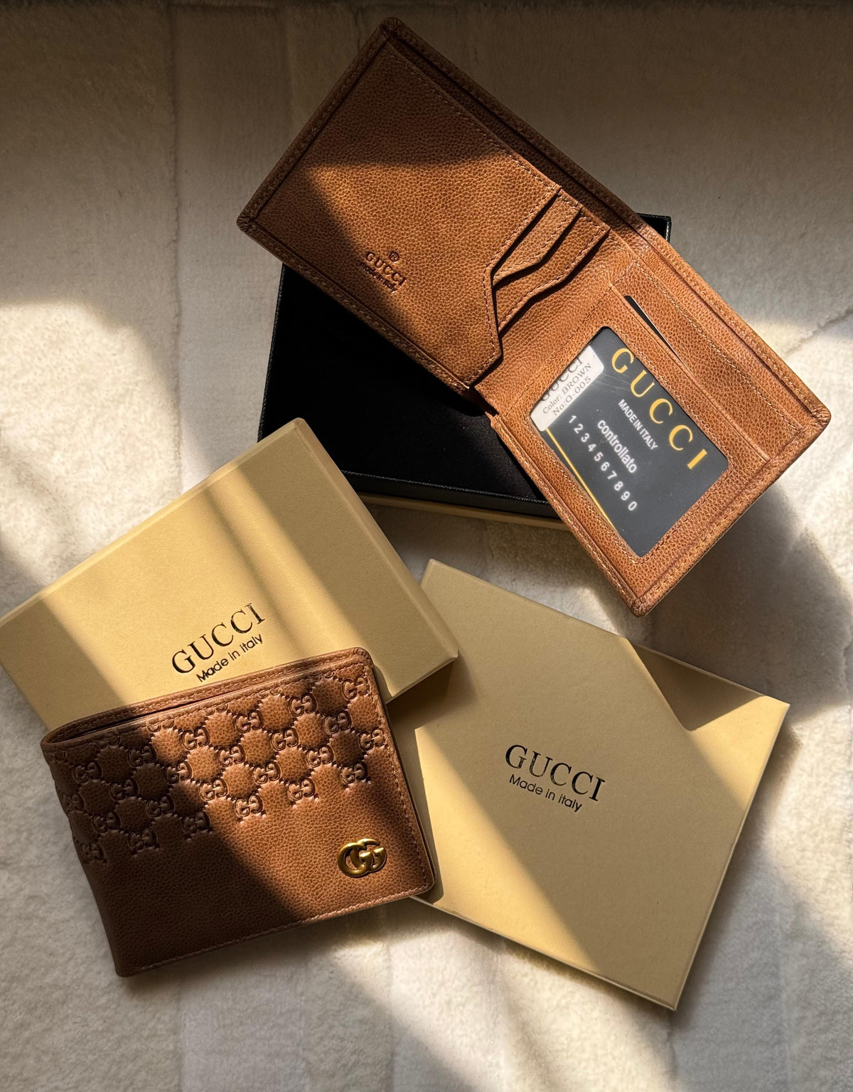 Gucci Marmont GG Dollar Calf Leather Bifold Wallet (Brown)