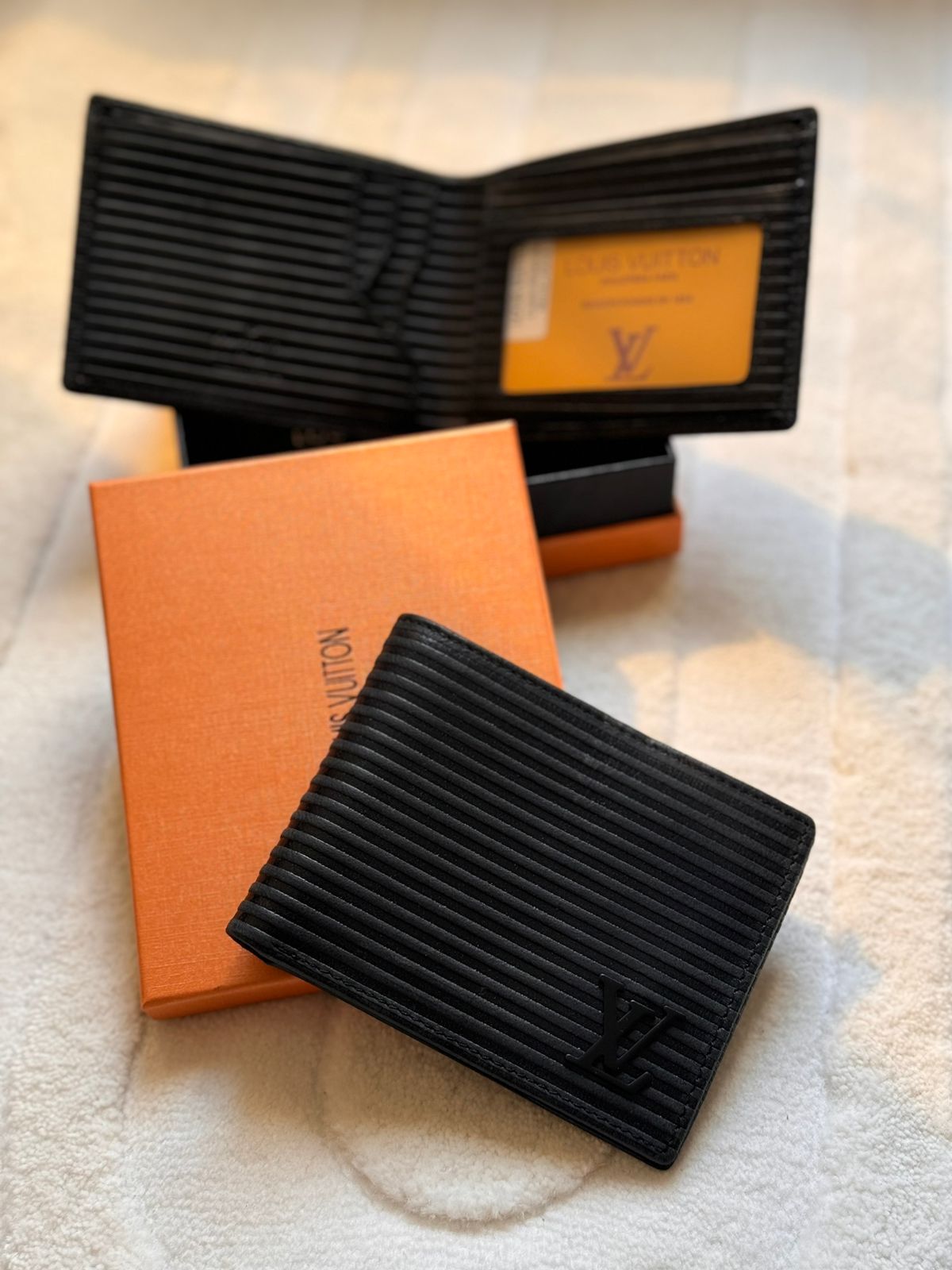 Louis Vuitton Epi Striated Multiple Wallet (Black / Noir)
