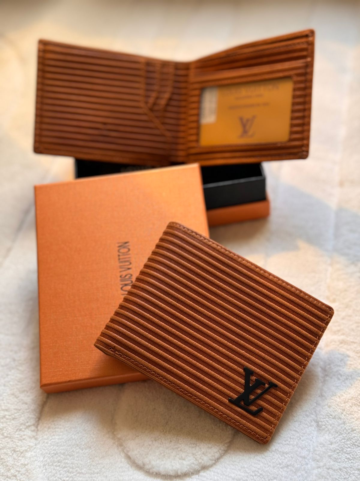 Louis Vuitton Epi Striated Multiple Wallet (Cognac / Light Brown)