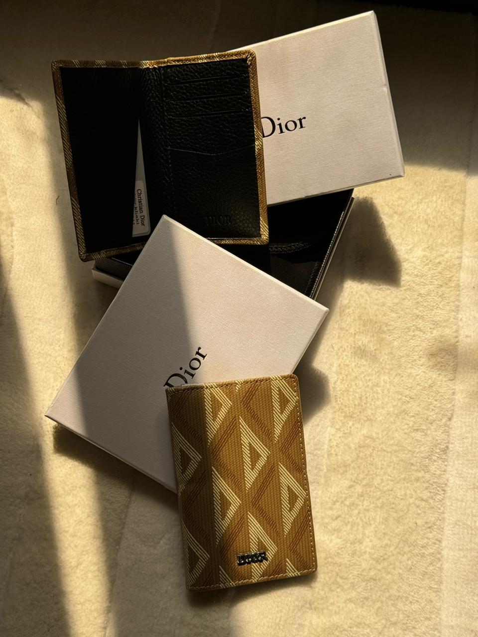 Dior CD Diamond Canvas Pocket Organizer (Beige / Khaki)