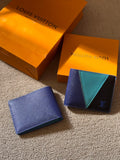 Louis Vuitton Multiple Wallet Taiga Leather Patchwork (Blue / Teal / Black)