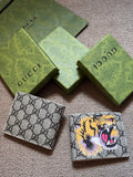 Gucci GG Supreme Tiger Print Bifold Wallet (Beige/Ebony)