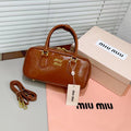 Miu Miu Arcadie Patent Leather Bag (Cognac / Caramel Brown)