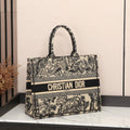 Dior Book Tote (Black Toile de Jouy Embroidery)