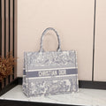 Dior Book Tote (Grey Toile de Jouy Embroidery)