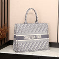 Dior Book Tote (Grey Oblique Embroidery)