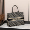 Dior Book Tote (Black Oblique Embroidery)