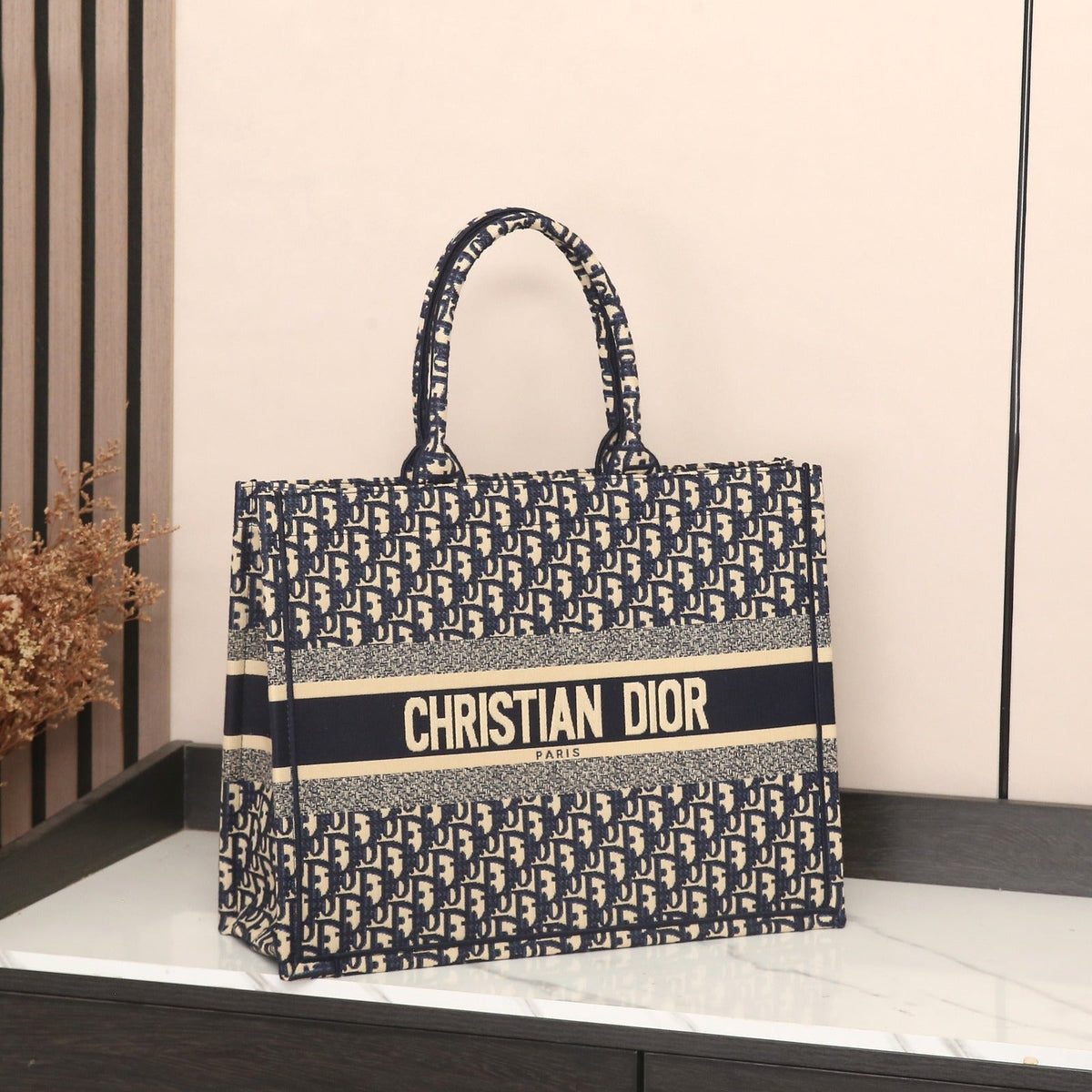 Dior Book Tote (Blue Oblique Embroidery)