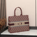 Dior Book Tote (Burgundy Oblique Embroidery)