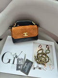 Chanel Trendy CC Suede and Leather Top Handle Bag (Tan / Camel Brown & Black)