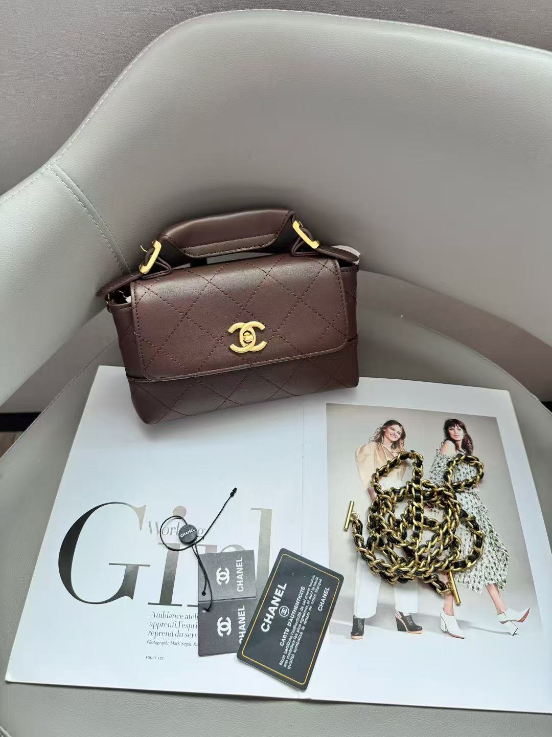 Chanel Trendy CC Top Handle Bag (Dark Brown)