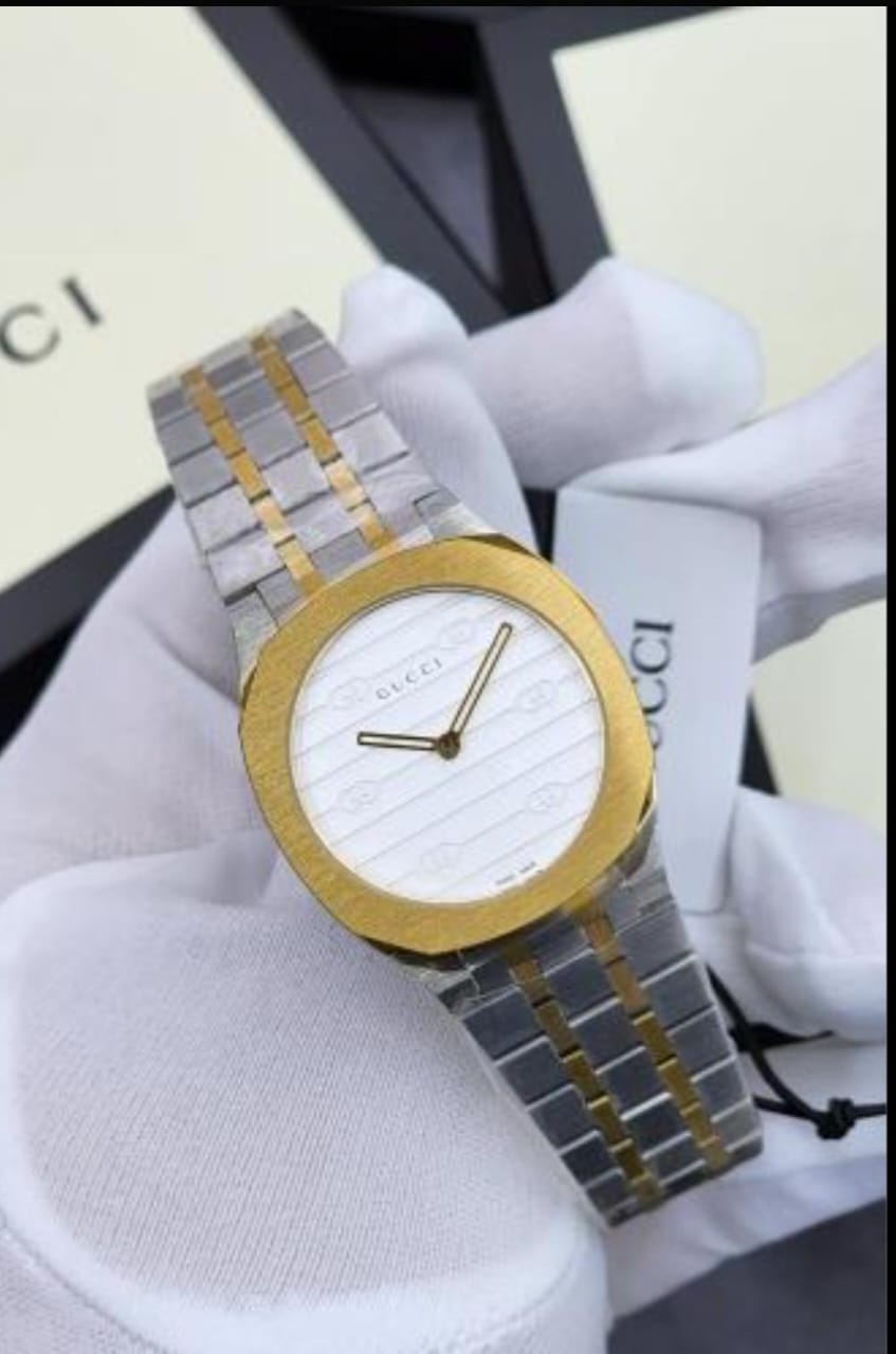 Gucci 25H Brushed Bezel (Two-Tone Gold & Silver)
