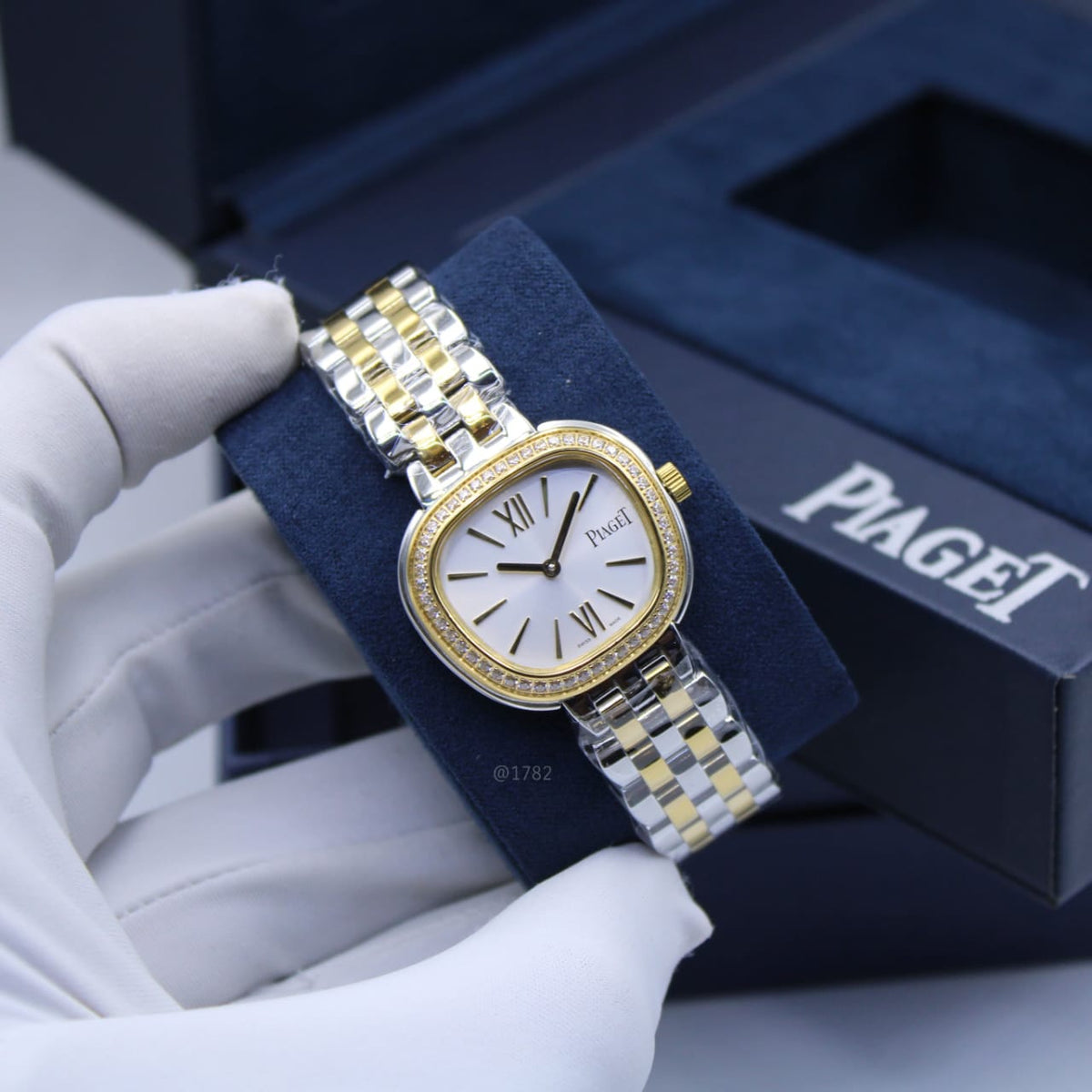 Piaget Traditional Watch / Piaget Protocole Diamond Cushion Watch (Two-Tone Silver & Gold)