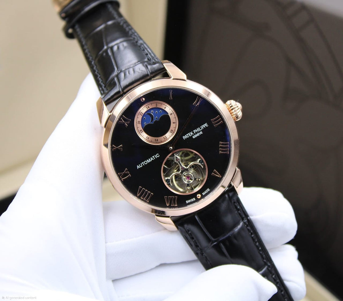 Patek Philippe Grand Complications Tourbillon Moon Phase (Rose Gold / Black Dial)