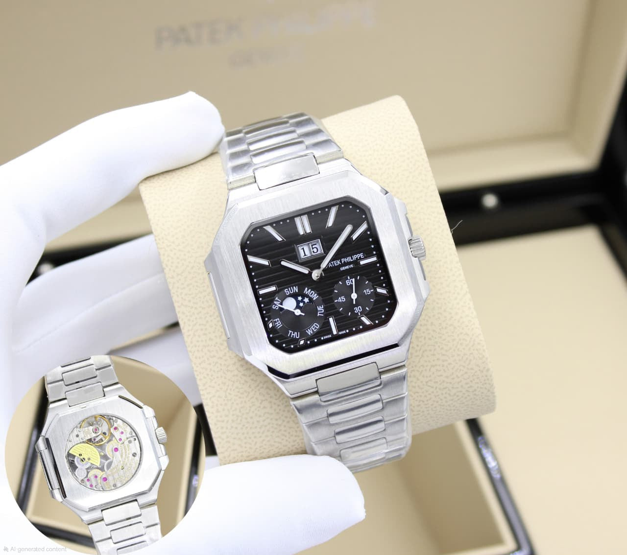 Patek Philippe Cubitus Instantaneous Grand Date, Day and Moon Phases (Black Dial)
