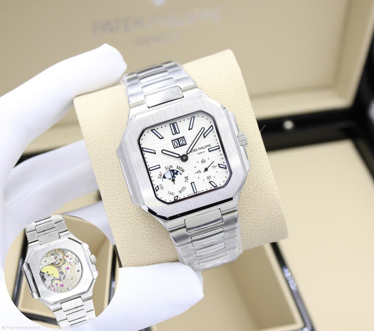 Patek Philippe Cubitus Instantaneous Grand Date, Day and Moon Phases (White Dial)