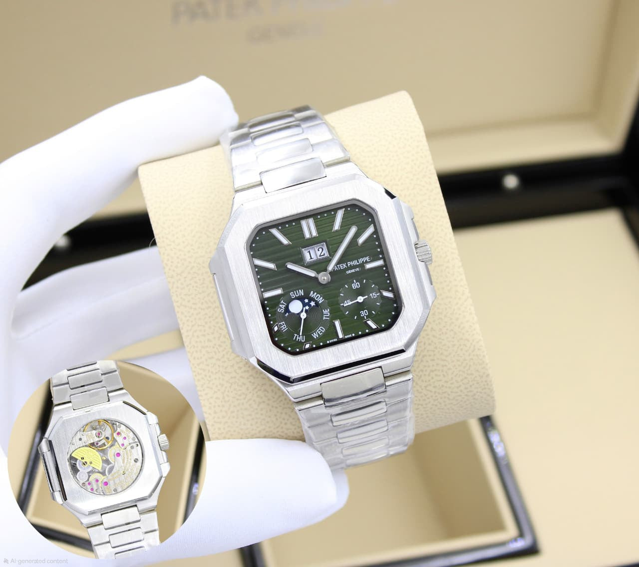 Patek Philippe Cubitus Instantaneous Grand Date, Day and Moon Phases (Olive Green Dial)