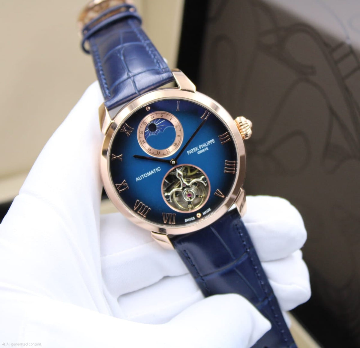 Patek Philippe Grand Complications Tourbillon Moon Phase (Rose Gold / Blue Dial)