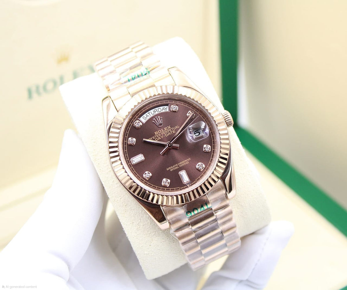 Rolex Day-Date 40 (Chocolate Dial with Diamond Hour Markers)