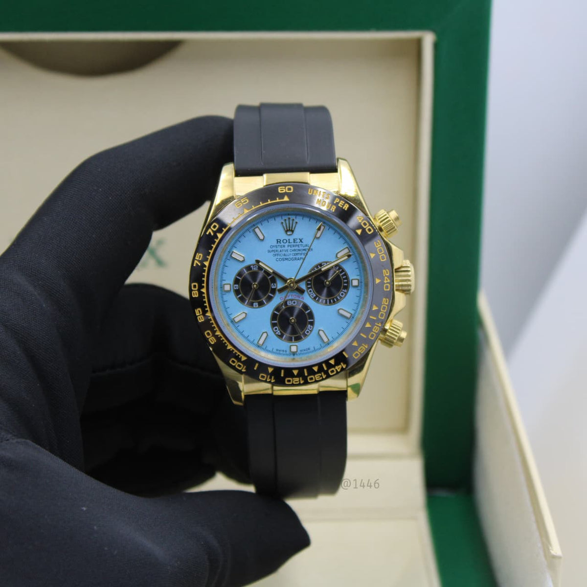 Rolex Cosmograph Daytona (Ice Blue Dial with Black Subdials, 18kt Yellow Gold)