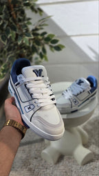 Louis Vuitton White and Blue Sneakers