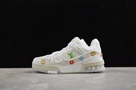 a Louis Vuitton Trainer Low ‘#54 Signature – White Marine’ sneaker.
